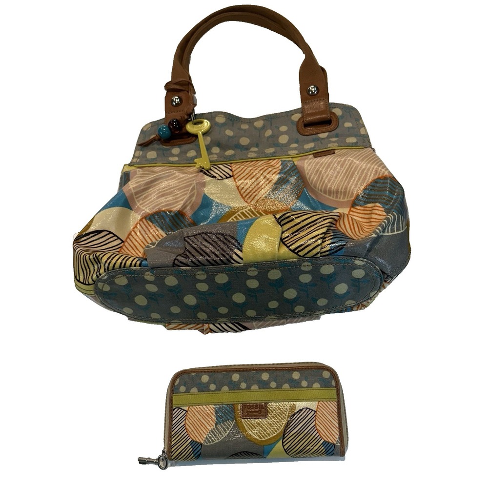 Vintage Fossil‎ Key Per Crossbody Bag Handbag With Zip Around Wallet
